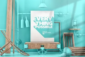 画布艺术墙框单色场景模型