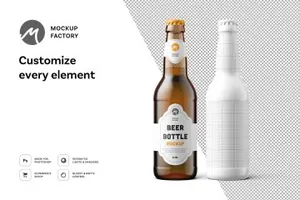 逼真的啤酒瓶包装样机模板Beer Bottle Mockup