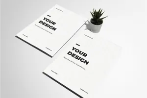 透视角度的A4尺寸传单amp;amp;海报设计展示样机[PSD]