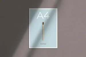 时尚高端逼真的带有阴影投影质感的高品质A4尺寸海报样机展示模型