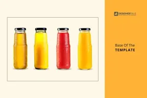 果汁玻璃瓶包装标签设计样机模板