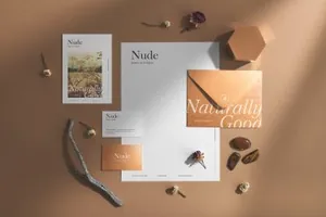 样机  咖色优雅品牌小样套装烫金办公文具Nude Branding