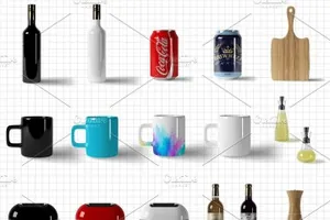 厨房厨具品牌标签设计场景样机模板