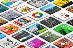 插画或卡片设计3D透视角度展示样机3D Square Card