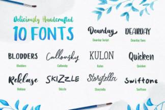 流畅潇洒水彩花卉可爱漂亮衬线英文字体