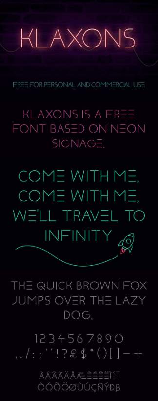 霓虹灯灵感创意字体 Klaxons – Font