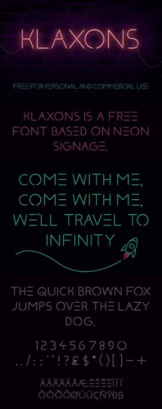 霓虹灯灵感创意字体 Klaxons – Font