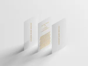 四色质感名片设计贴图展示模版 Modern Vertical Business Card Mockup
