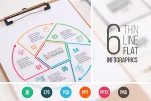 演示ppt素材模板 Linear elements for infographic
