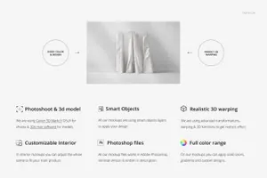 卷起来的面料图案花样设计样机下载Fabric Rolls Mockup