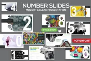 设计师插画师作品展示ppt模板number-slides