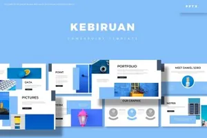 简约时尚高端清新简约淡蓝Kebiruan - Powerpoint