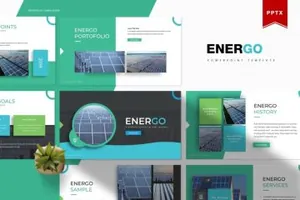 商务科技产品企业品牌图标数据精美演示文稿Energo Powerpoint