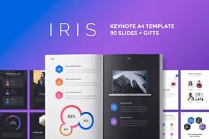 精美的彩色ppt素材 A4  IRIS Keynote Template