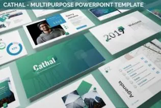 墨绿科技感觉ppt模板cathal-multipurpose