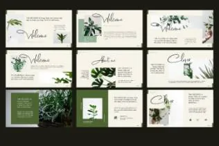 绿色环保高端文艺绿植相关内容的ppt模板clover-creative