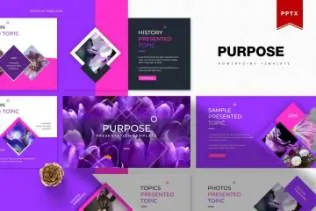 粉色配色的高品质幻灯片演示模板purpose powerpoint