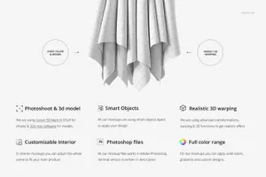 挂起来的面料图案花样设计设计展示样机Hanging Fabrics Mockup