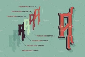复古设计字体 Layered typeface Falchion Edge
