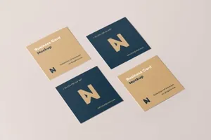 时尚高端多用途的高品质房地产名片设计方形卡片设计VI样机展示模型