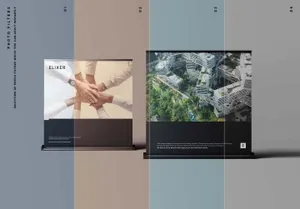 高端逼真质感的易拉宝广告机X展架设计VI样机展示模型