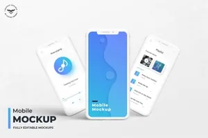 齐刘海iPhone智能手机屏幕演示样机模板 Mobile Mockups