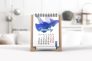 迷你桌面日历设计图样机 Mini Desk Calendar Mockup