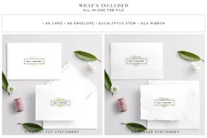 极简主义邀请函与信封样机 Invite amp;amp; Envelope Mockup