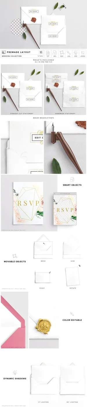 卡片邀请与信封样机 Card Invite amp;amp; Envelope Mockup