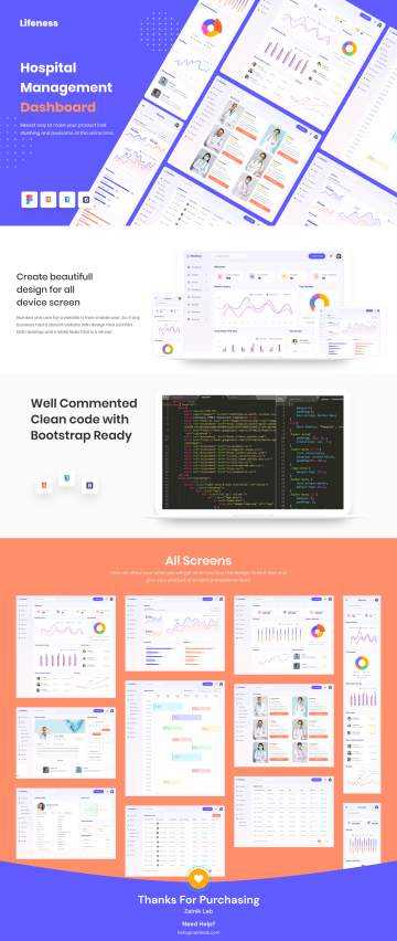 医院管理系统UI设计界面素材前端代码 Medico - Ho