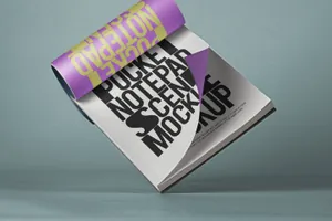 漂浮的记事本笔记本样机贴图模板 Pocket Psd Notepad Mocku
