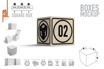 方形纸盒子包装设计样机模板