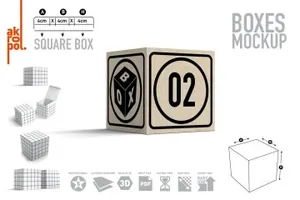 方形纸盒子包装设计样机模板