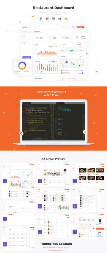 餐厅饭店点单管理系统UI设计界面素材前端代码 Retoza