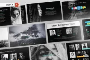 时尚酷炫深色ppt模板boxkula powerpoint