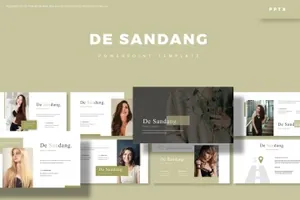 时尚高端模特或人物介绍ppt模板简约de-sandang