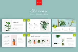 清新优雅简约高端时尚多用途幻灯片greeny-green