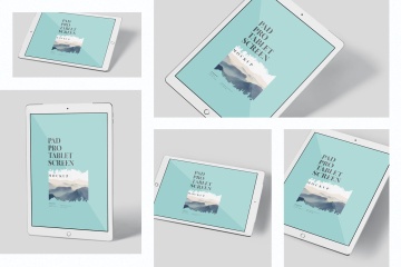 多角度iPad Pro屏幕演示样机PSD模板 Pad Pro Tablet Screen Mockup Set