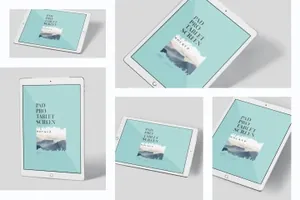 多角度iPad Pro屏幕演示样机PSD模板 Pad Pro Tablet Screen Mockup Set