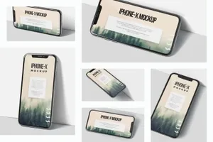 iPhone X智能手机多角度屏幕预览样机模板 iPhone X Mockup