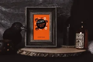 高品质的黑暗万圣节场景VI样机展示模型