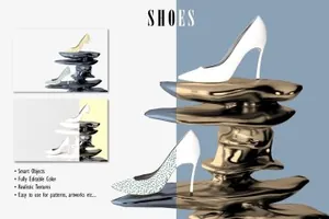 时尚的高跟鞋包包设计样机 Mockup Set