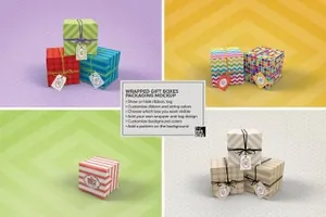 方形礼品包装盒设计样机 Packaging Mockup