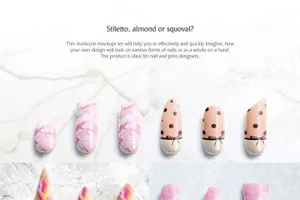 指甲壳设计美甲设计展示样机Manicure Mockups Set