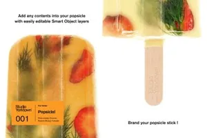 逼真的冰棒冰棍食品样机 Pop Mockup Template