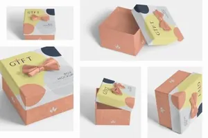 方形礼品盒设计样机Square Gift Box Mockups