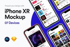 iPhone Xr智能手机APP应用设计效果图预览样机 iPhone XR Mockup