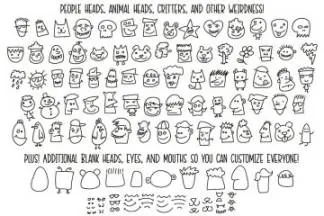 非常可爱手写歪歪扭扭的儿童节涂鸦英文字体Kookyheads