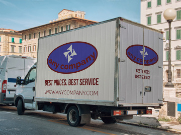 货车车身广告贴图样机Van Mockup