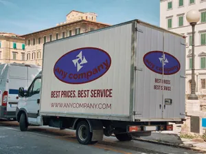 货车车身广告贴图样机Van Mockup